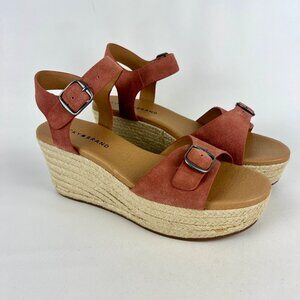 Lucky Brand Womens Naveah Espadrille Wedge Sandals Canyon Rose Suede size 9